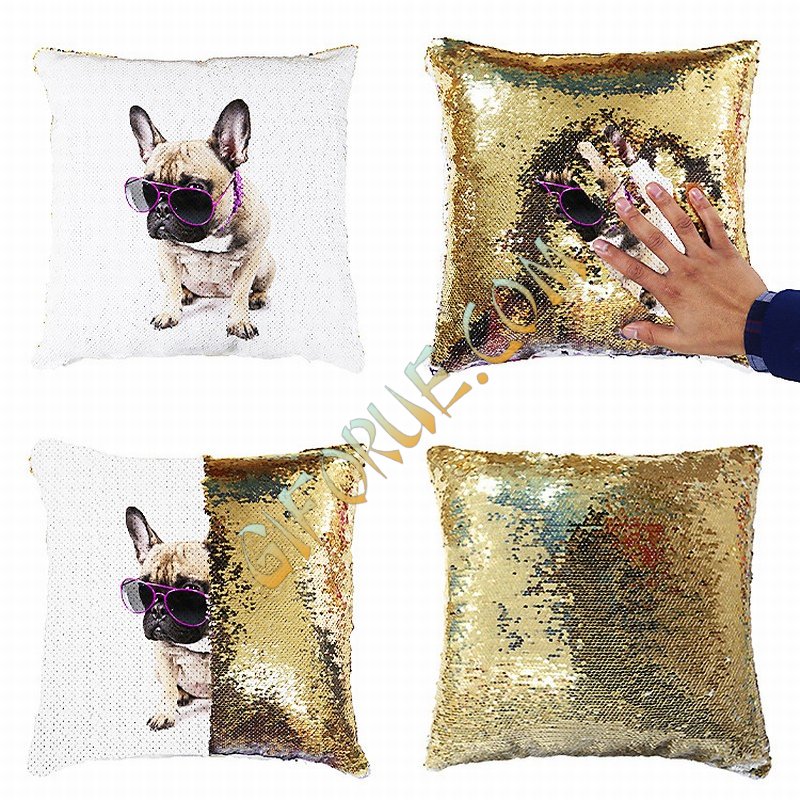 Top Custom Made Sequin Cushion Cover Photo Gift Pet Dog - Click Image to Close